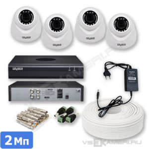Комплект AHD видеонаблюдения на 4 камеры 2Мп для офиса